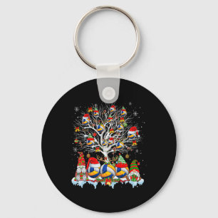 Squad Santa Reindeer Volleyball On Xmas Tree Gnome Key Ring