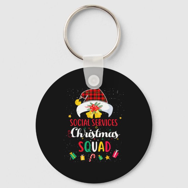 Squad Services Match Hat Santa Social Meme Key Ring (Front)