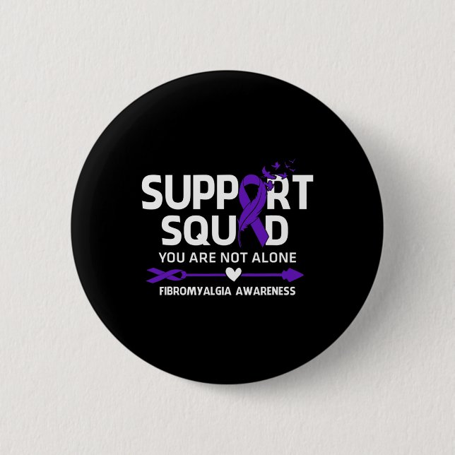 Squad Warrior Fibromyalgia Awareness Feather  6 Cm Round Badge (Front)