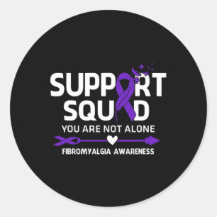 Squad Warrior Fibromyalgia Awareness Feather  Classic Round Sticker