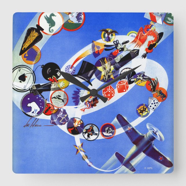 Squadron Insignia Square Wall Clock (Front)