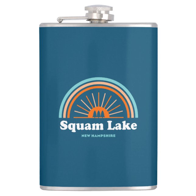Squam Lake New Hampshire Rainbow Hip Flask (Front)