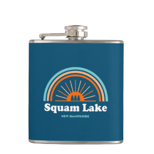 Squam Lake New Hampshire Rainbow Hip Flask