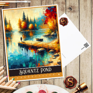 Squantz Pond, Connecticut Vintage Painting Postcard