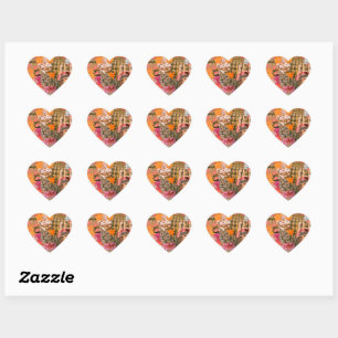 Square 2" Square, Silver Mylar Stitching, Iron-On Heart Sticker