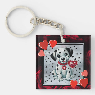 Square Acrylic Keychain – Dalmatian Puppy Be Mine 