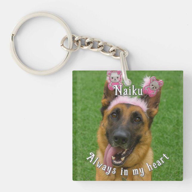 Square Acrylic Pet Photo Memorial Keychain (Front)