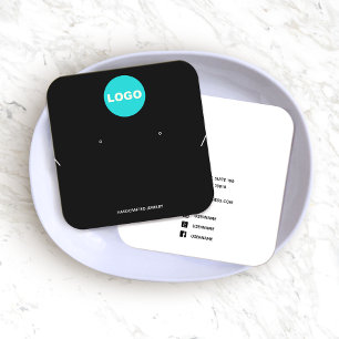 Square Add Logo Black Earring and Necklac Display