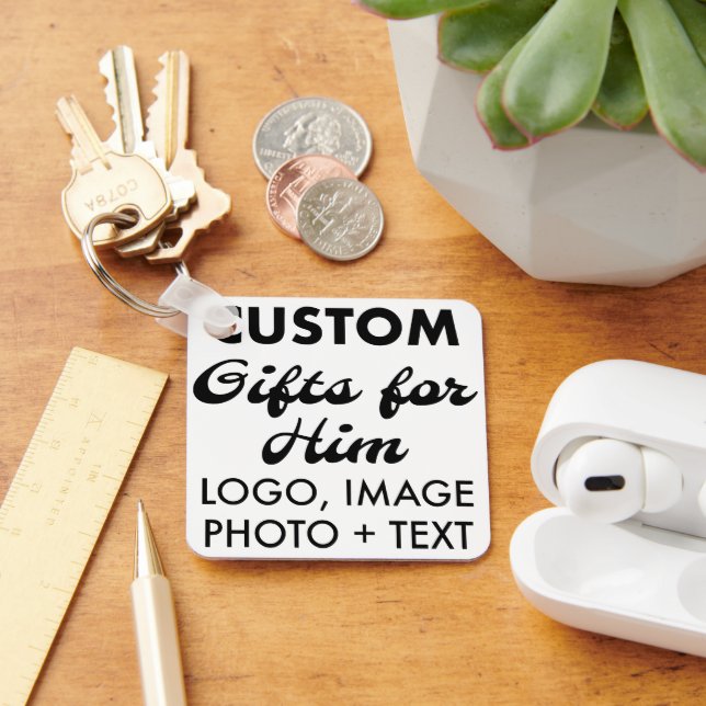 Square Aluminium Keychain Custom Gifts for Him (Desk)