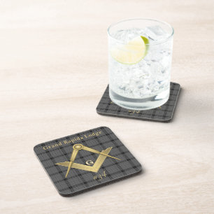 Square and Compass Plaid  Coaster