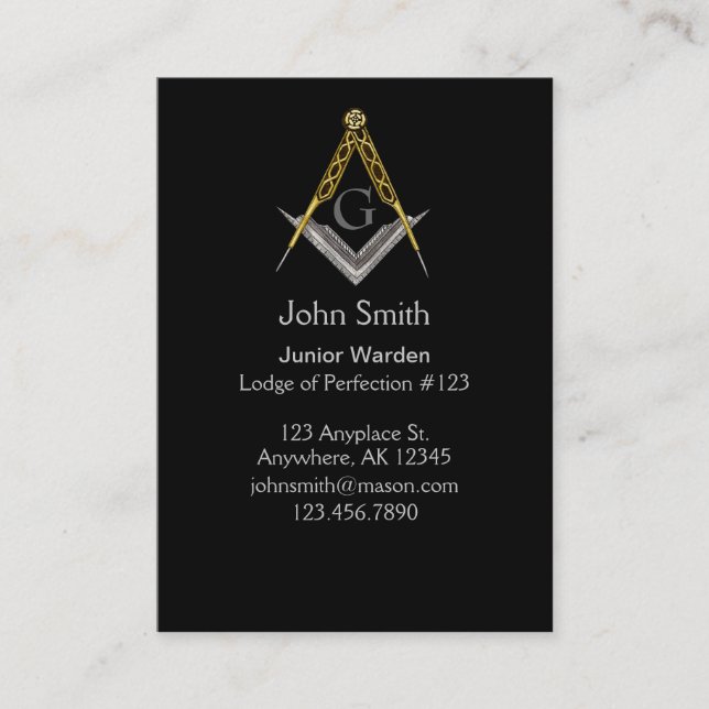Square and Compass with All Seeing Eye Business Card (Front)