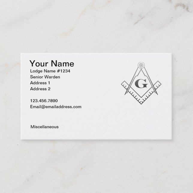 Square and Compass with All Seeing Eye Business Card (Front)