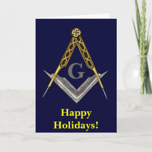 Square and Compass with All Seeing Eye Holiday Card