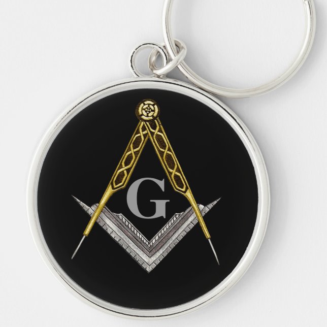 Square and Compass with All Seeing Eye Key Ring (Front)