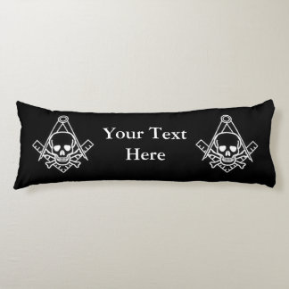Square and Compass with Inset Skull Body Cushion