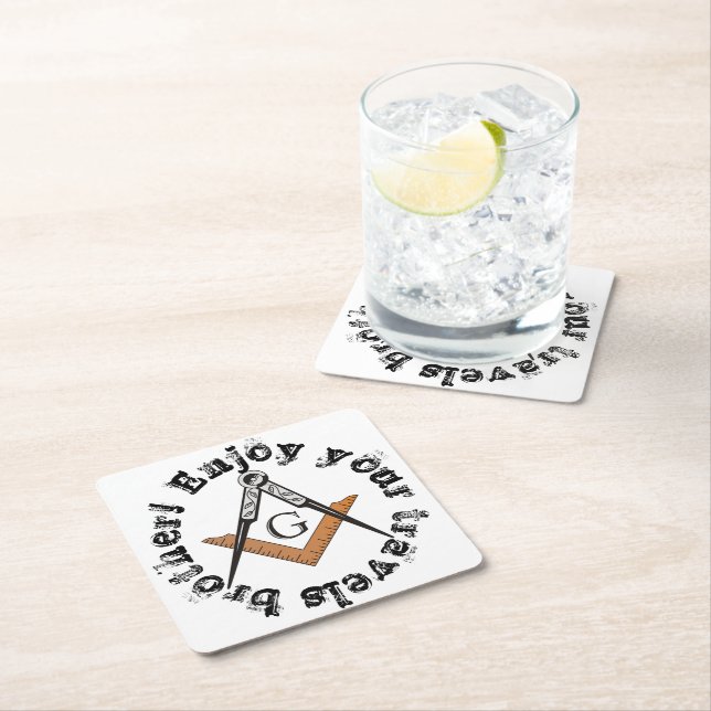 Square and Compasses coaster (Insitu)