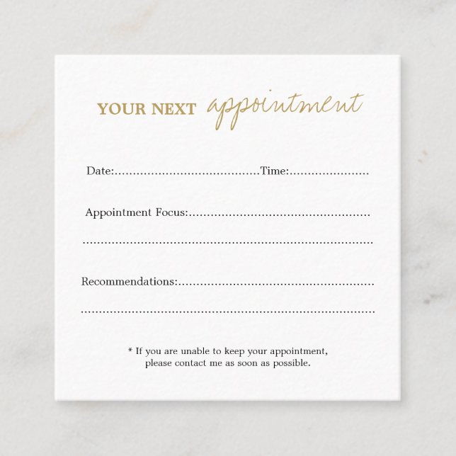 Square Appointment & Recommendations Card (Front)