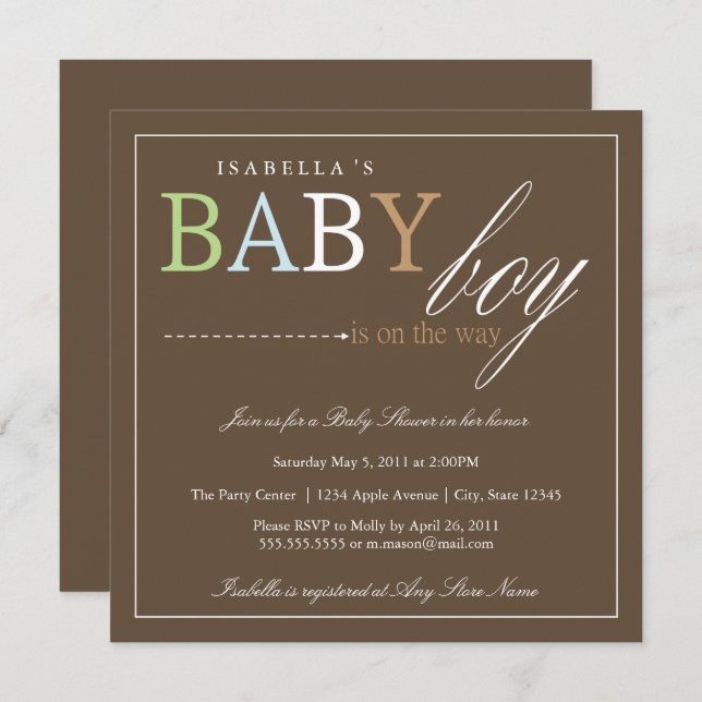 Square Baby Boy | Baby Shower Invite (Front/Back)