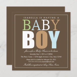 Square Baby Boy   Baby Shower Invite