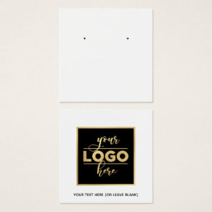 Square Back Logo White Earring Display Card