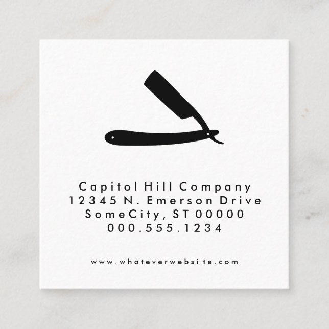 square barber razor appointment reminder card (Front)