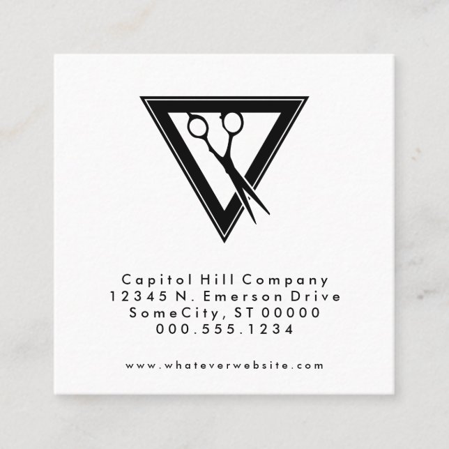 square barber scissors appointment reminder card (Front)