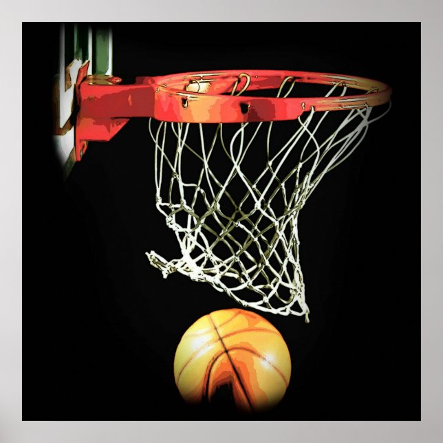 Square Basketball Ball & Net Poster (Front)