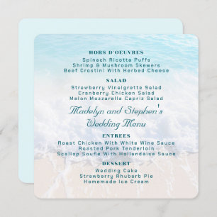 Square Beach Background Wedding Menu Template