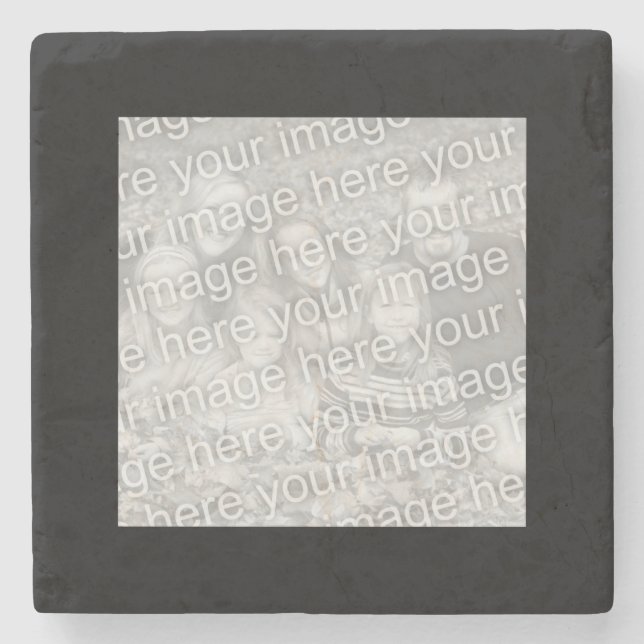 Square Black Border Photo Stone Coaster (Front)