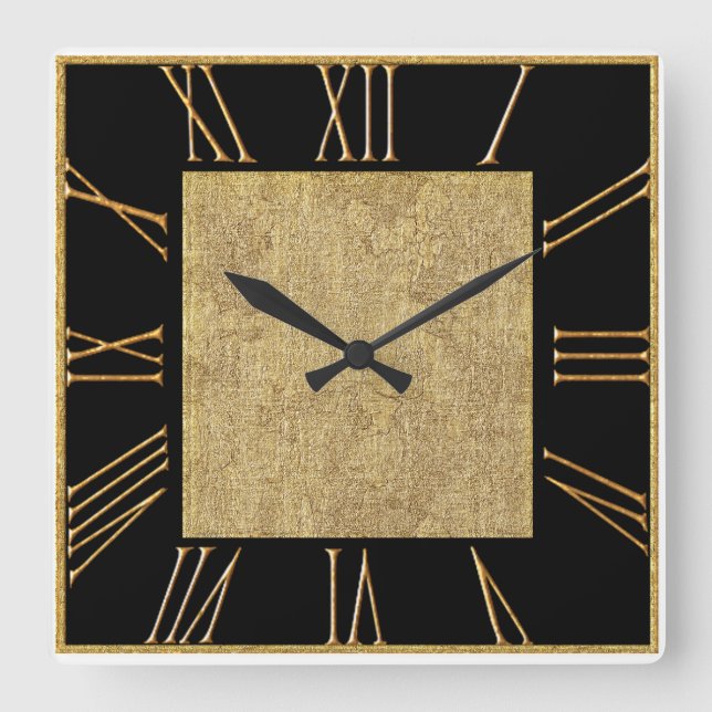 Square Black Numeral Square Wall Clock (Front)