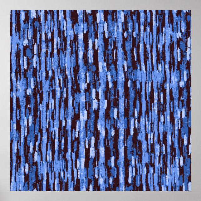 Square Blue & Black Camouflage Background Poster (Front)