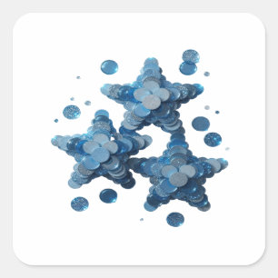 Square Blue BLUE STAR BIRTHDAY PARTY Craft Sticker