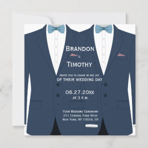 Square Blue Gay Wedding Invites