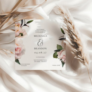 Square Blush Floral Bridal Shower Invitation