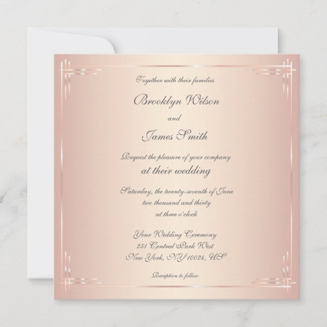 Square Blush Wedding Invitations Elegant (Front)