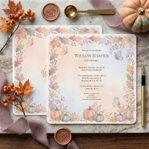 Square Boho Autumn Birthday Invite