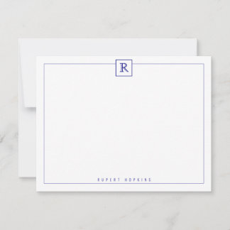 Square Border Blue Note Card