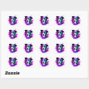 square border collie sticker