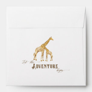 Square Boy Baby Shower Safari Adventure Giraffe Envelopes