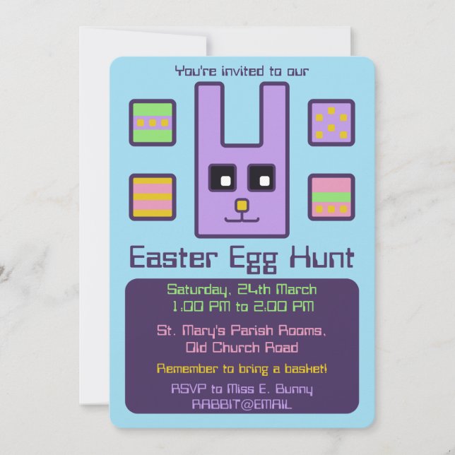 Square Bunny Easter Egg Hunt Invitation (Front)