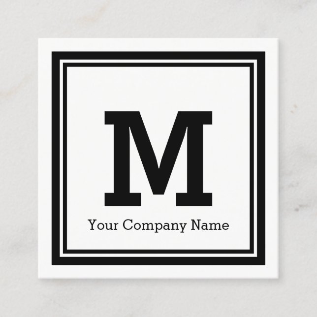 Square business cards with custom monogram logo (Front)