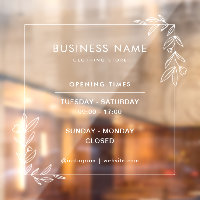 Square Business Opening Hours Sign Window Cling