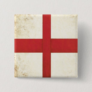 Square Button with English Flag in Dirty Old Style