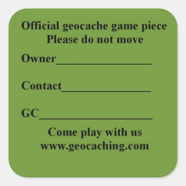 Square cache lable sticker (Front)