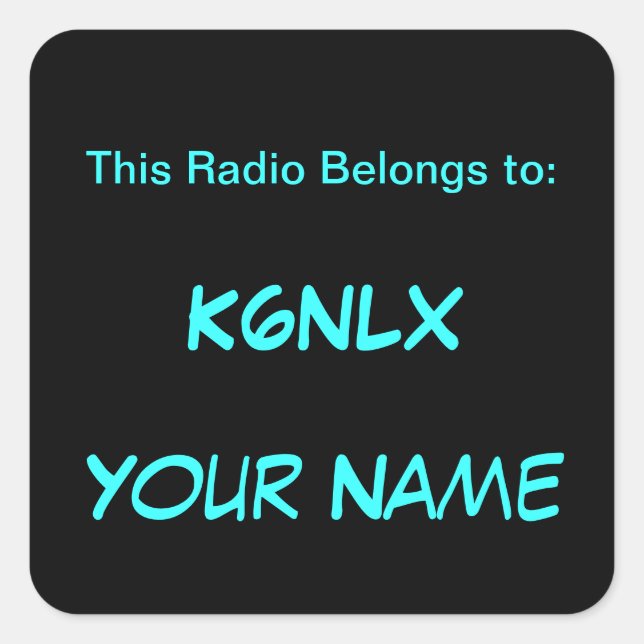 Square Call Sign Radio Stickers (Front)