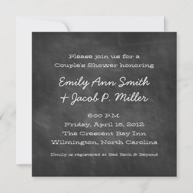 Square Chalkboard Couple's Shower Invitations (Front)