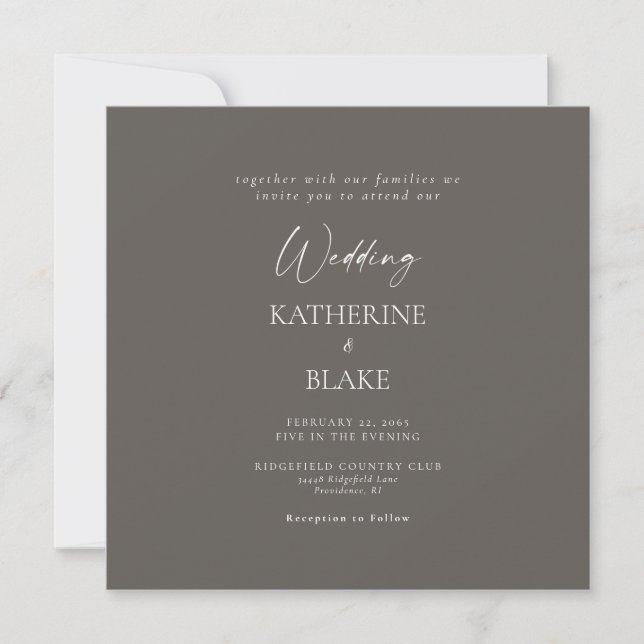 Square Charcoal Modern Wedding (Front)