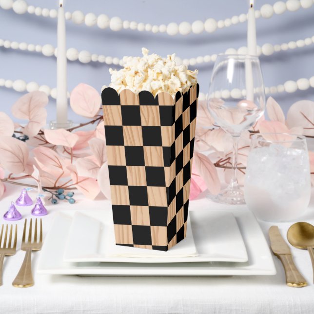 Square Checkers Design Popcorn Favour Box (Wedding)