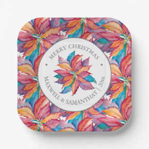 Square Christmas Paper Plates Unique Poinsettia