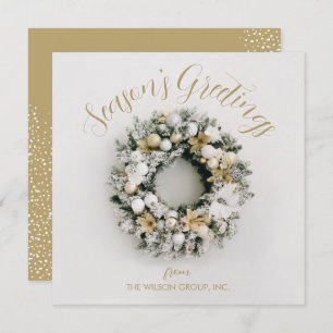 Square Christmas Wreath Business Holiday Card